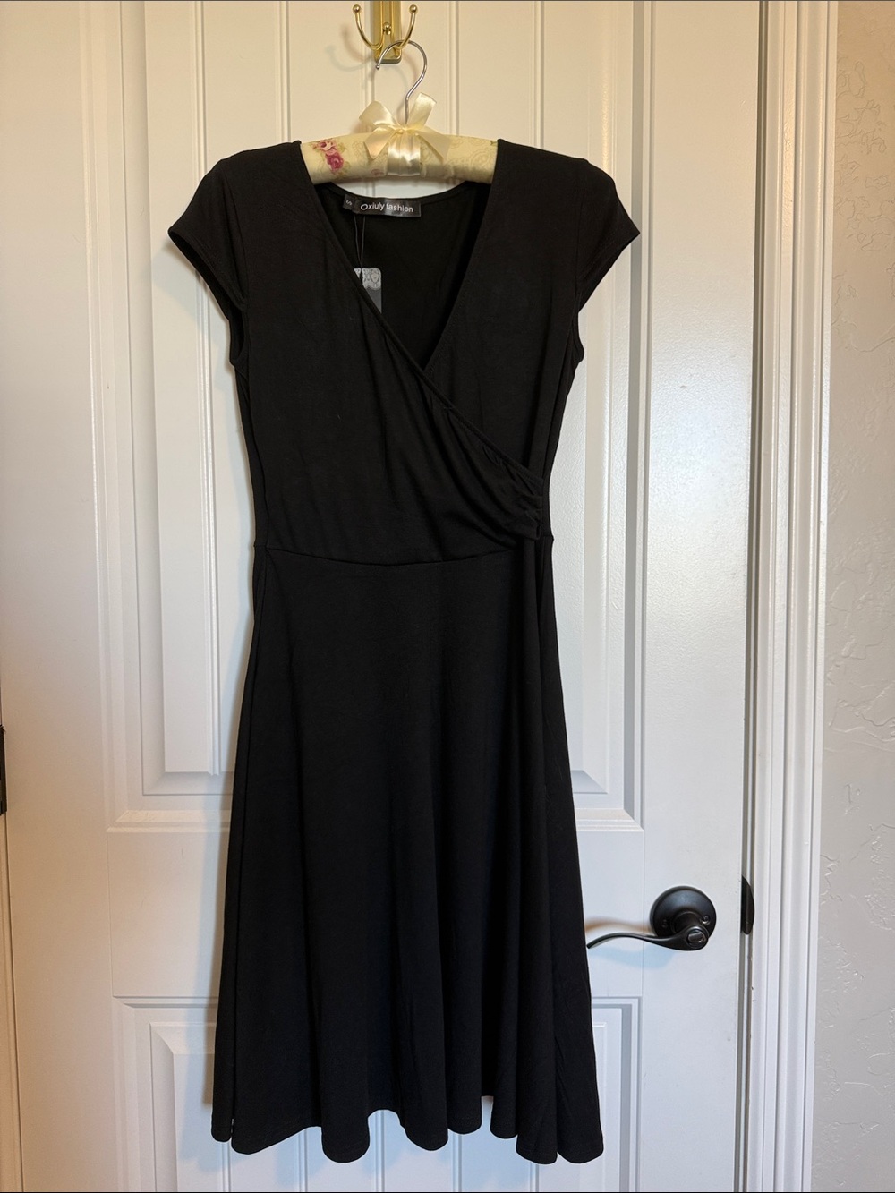 Amazon Fashion Midi Wrap-Style Fit & Flare Dress Size S Black NWT